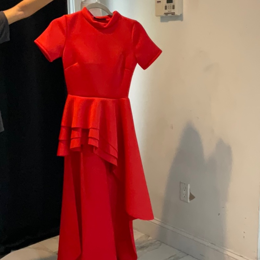 Elegant Red Asymmetrical Dress